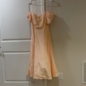 Elegant Peach Off-Shoulder Wedding Dress